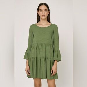 SHEIN Green Swiss Dot Babydoll Dress - Medium